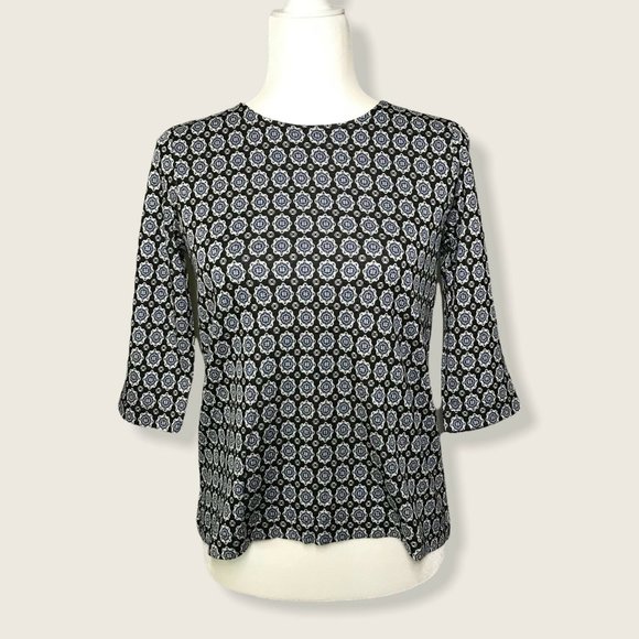 New J Jill Wearever Jacquard Ballet Sleeve Top PETITE Size XS - Picture 4 of 10